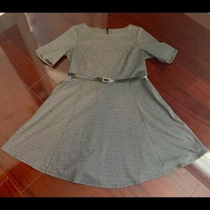ModCloth XL black and grey shirt sleeve skater dress